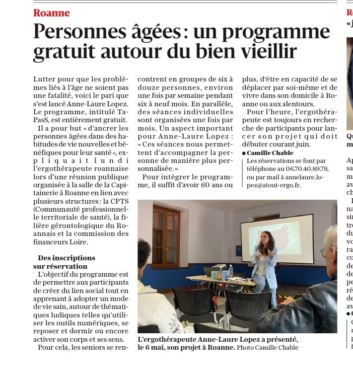 Article de presse locale sur le programme TAPASS (1/2)